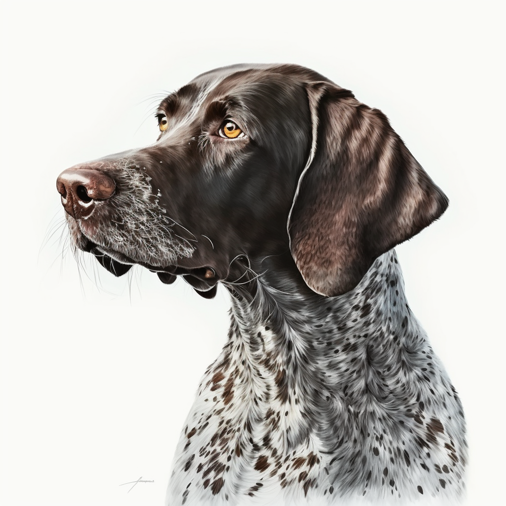 Image of acrylic painting of german shorthaired pointer dog