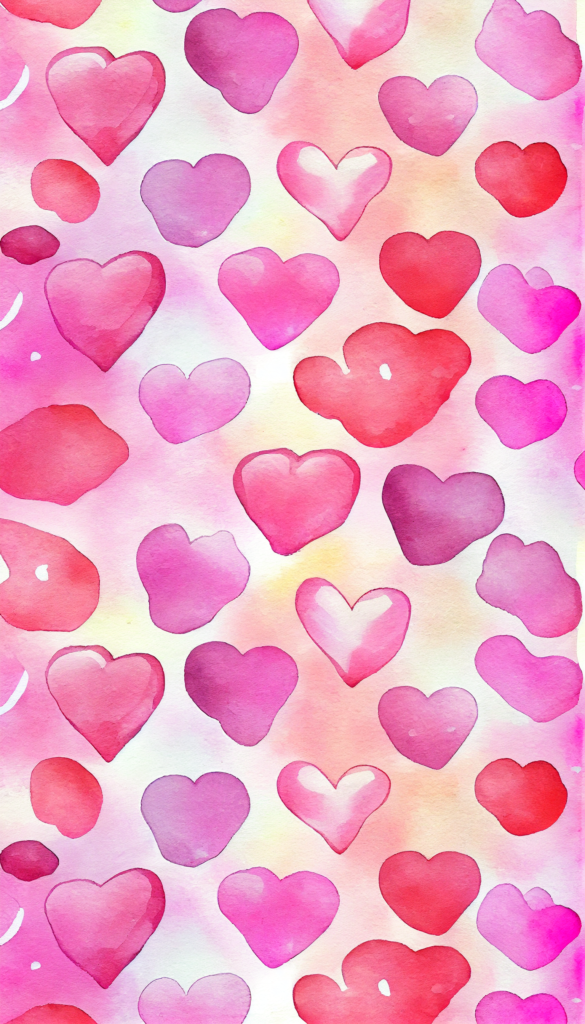 Hearts Pink Watercolor Background Wallpaper