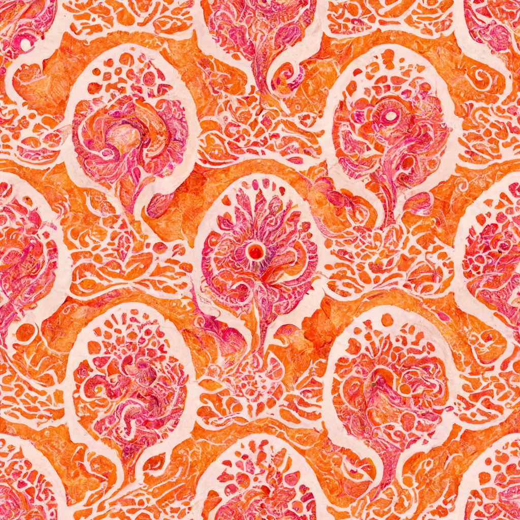 Image of Pattern Repeating of paisley design pink and orange