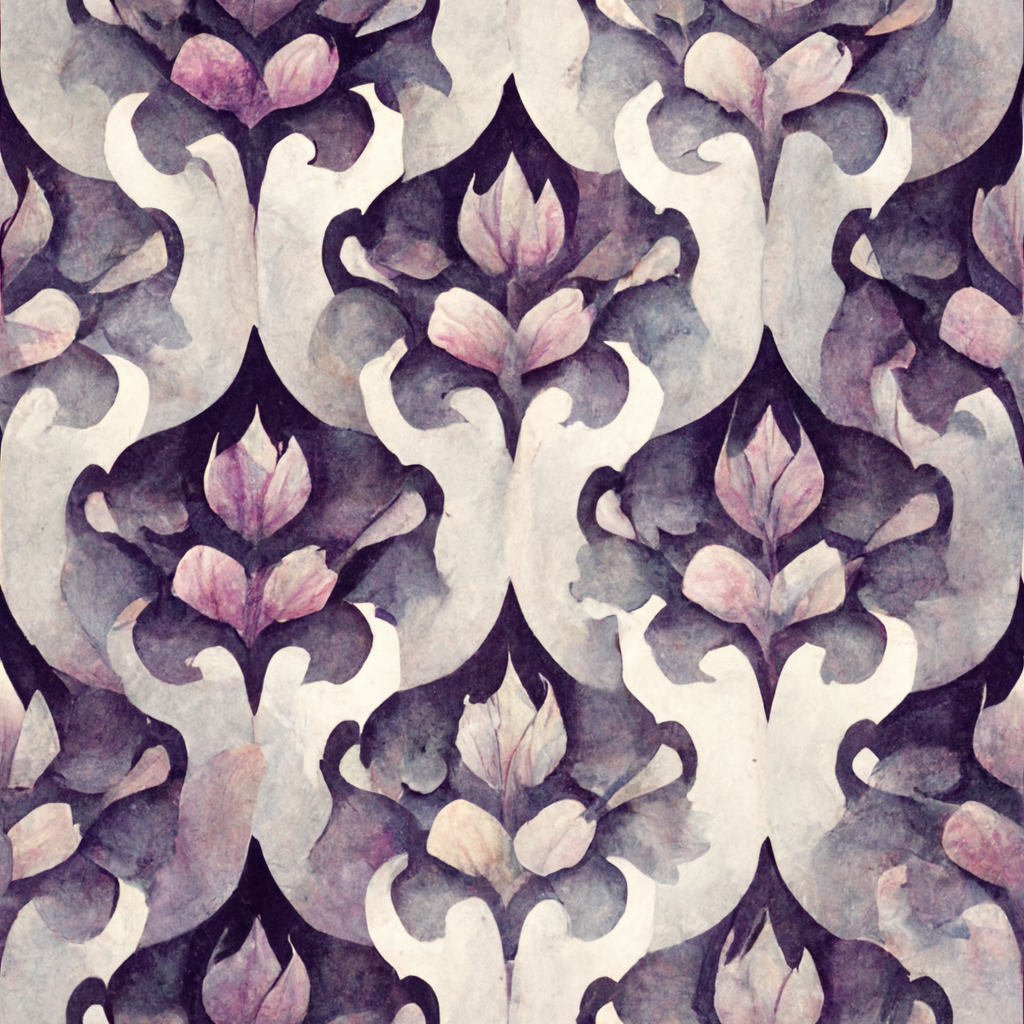 Image of Pattern Repeating of damask design neutral and purple